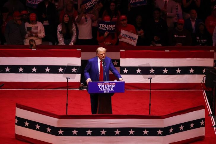 Donald Trump speaks at a rally in Madison Square Garden